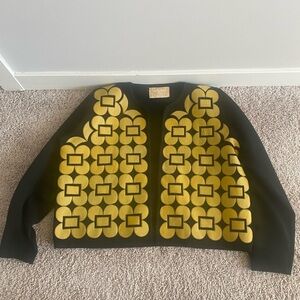 Vintage Opera Design Cotacachi Ecuador Black and Yellow Flower Jacket Size L